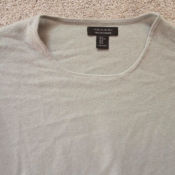 Tahari pistachio green 100% 2-ply Cashmere sweater XL - Picture 4 of 9